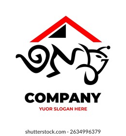 An ant themed logo combined with a house illustration perfect for property business brands, etc.