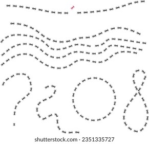 Ant trail illustration. Insect path to the home.