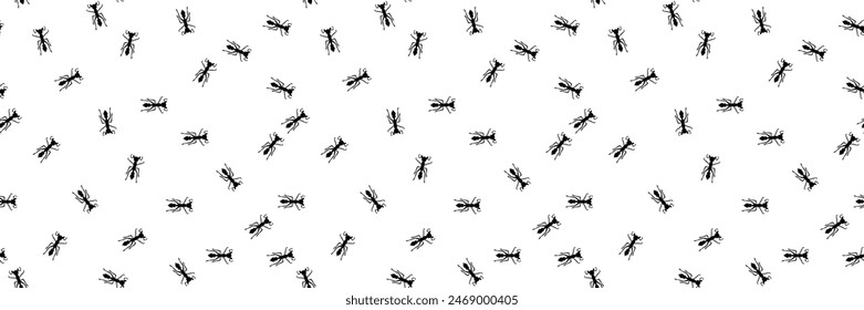 Ant trail seamless pattern. Insect invasion concept.