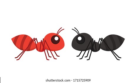Ant vector. Black and red ant on white background. free space for text. copy space.