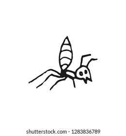 ant vector doodle sketch isolated on white background