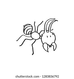 ant vector doodle sketch isolated on white background