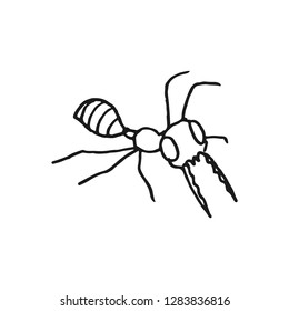 ant vector doodle sketch isolated on white background