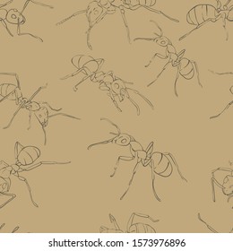 Ant. Vector drawing of an insect hand-drawn.
Seamless pattern
