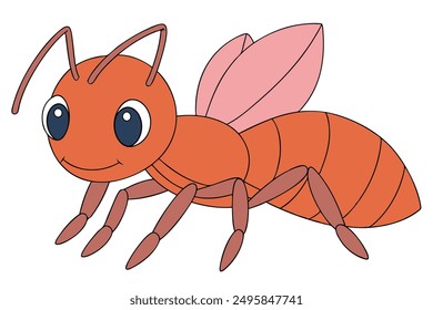 Ant Vector Illustrations Linocut, Kawaii, Cartoon, Clipart, Line Art Designs