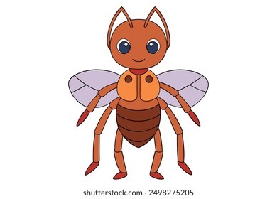 Ant Vector Illustrations Linocut, Kawaii, Cartoon, Clipart, Line Art Designs