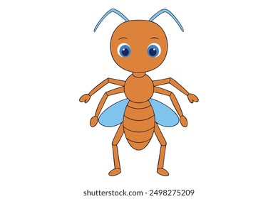 Ant Vector Illustrations Linocut, Kawaii, Cartoon, Clipart, Line Art Designs