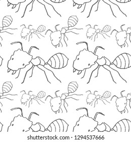ant vector seamless pattern isolated on white background