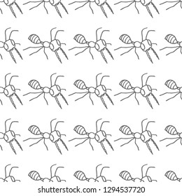 ant vector seamless pattern isolated on white background