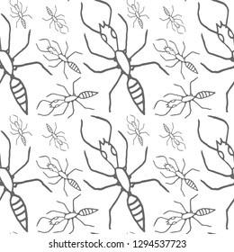 ant vector seamless pattern isolated on white background