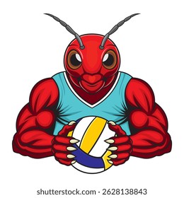 ant volleyball mascot vector illustration design