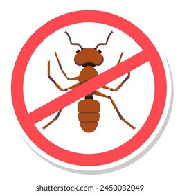 Ant warning vector sign isolated on a white background.