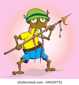 Ant the warrior with a spear in his hands