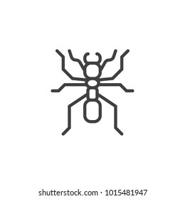 Ant worker line icon, outline vector sign, linear style pictogram isolated on white. Pismire symbol, logo illustration. Editable stroke