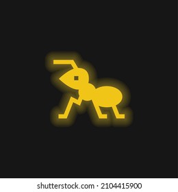 Ant yellow glowing neon icon