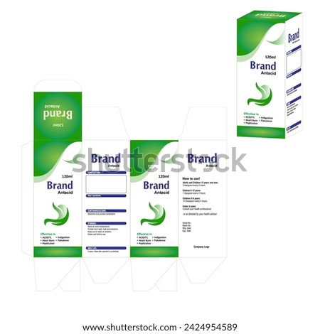 antacid syrup Appetite stomach Syrup packaging box Bg.