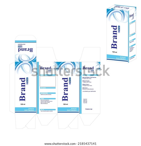 antacid syrup Medicine paper packaging box,\
stomach ache, stomach remedy medicine, 3D mock-up isolated on a\
white background