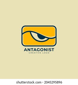 antagonista furioso ojo de caricatura para diseño de medios creativos y del logo vectorial del centro de juegos