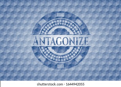 Antagonize blue badge with geometric pattern background. Vector Illustration. Detailed.