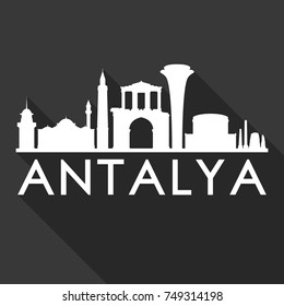 Antalya Flat Icon Skyline Silhouette Design City Vector Art Famous Buildings.