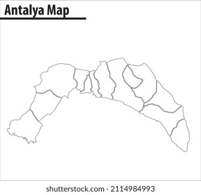 ilustración de mapa antalya vector ciudad de turquía