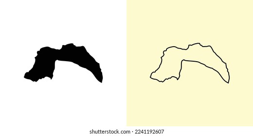 Antalya map, Turkey, Asia. Filled and outline map designs. Vector illustration