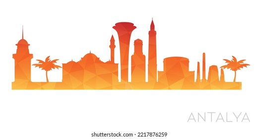 Antalya, Turkey Low Poly Skyline Clip Art City Design. Geometric Polygon Graphic Horizon Icon. Vector Illustration Symbol.