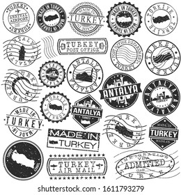 Antalya Turkey Stamp. Vector Art Postal. Passport Travel Design. Travel and Business Set.