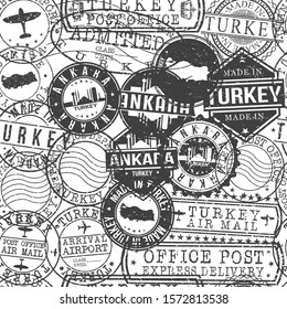 Antalya Turkey Stamps Background. City Stamp Vector Art. Postal Passport Travel. Design Set Pattern.