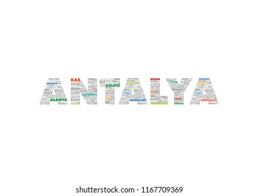 ANTALYA word cloud concept made with point of interests in Antalya 