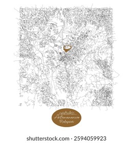 Antananarivo capital city of Madagascar,Urban Streets Roads Map with city center location pin, illustration vector element image 