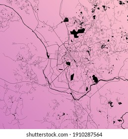 Antananarivo, Madagascar (MDG) - Urban vector city map with parks, rail and roads, highways, minimalist town plan design poster, city center, downtown, transit network, gradient blueprint