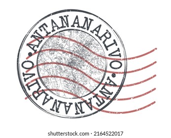 Antananarivo, Madagascar Stamp Map Postal. Silhouette Seal Roads and Streets. Passport Round Design. Vector Icon. Design Retro Travel National Symbol.