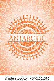 Antarctic abstract orange mosaic emblem with background