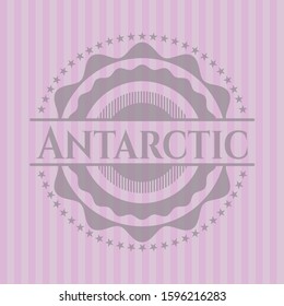 Antarctic badge with pink background. Vector Illustration. Detailed.