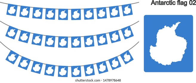 Antarctic Bunting Flags Isolated on white Background. vector illustration.