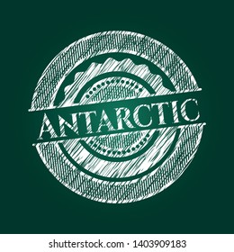 Antarctic chalkboard emblem on black board. Vector Illustration. Detailed.