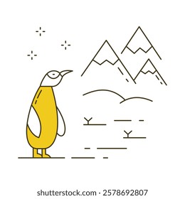 Antarctic Emperor Penguin Vector Icon Design