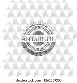 Antarctic grey emblem. Retro with geometric cube white background