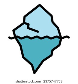 Antarctic iceberg icon outline vector. Sea water. Glacier ice color flat