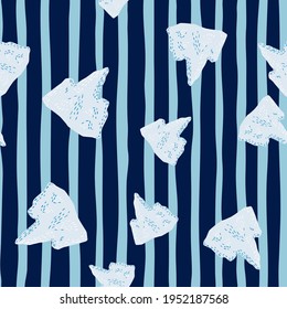 Antarctic lanscape seamless pattern with hand drawn random iceberg silhouettes print. Striped background. Great for fabric design, textile print, wrapping, cover. Vector illustration.