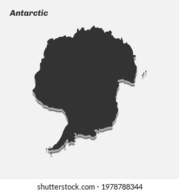 Antarctic map 3d silhouette. Vector illustration.