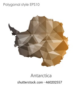 Antarctic map in geometric polygonal,mosaic style.Abstract gems triangle,modern design background. Vector illustration EPS10
