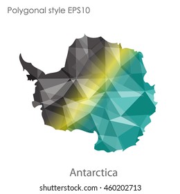Antarctic map in geometric polygonal,mosaic style.Abstract gems triangle,modern design background. Vector illustration EPS10