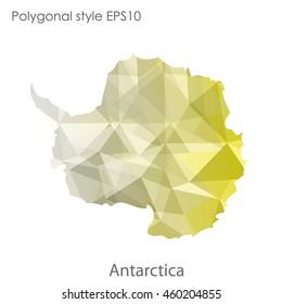 Antarctic map in geometric polygonal,mosaic style.Abstract gems triangle,modern design background. Vector illustration EPS10
