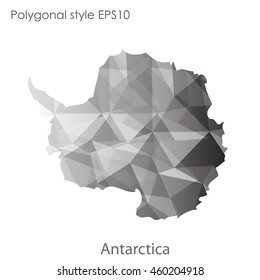 Antarctic map in geometric polygonal,mosaic style.Abstract gems triangle,modern design background. Vector illustration EPS10
