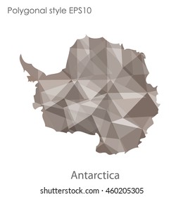 Antarctic map in geometric polygonal,mosaic style.Abstract gems triangle,modern design background. Vector illustration EPS10