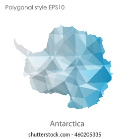 Antarctic map in geometric polygonal,mosaic style.Abstract gems triangle,modern design background. Vector illustration EPS10
