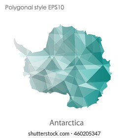 Antarctic map in geometric polygonal,mosaic style.Abstract gems triangle,modern design background. Vector illustration EPS10