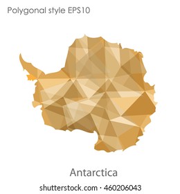 Antarctic map in geometric polygonal,mosaic style.Abstract gems triangle,modern design background. Vector illustration EPS10